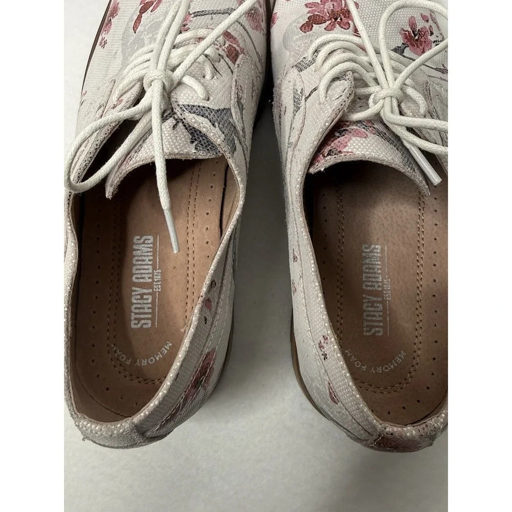 Stacy Adams Men's 9M Dandy White Floral Cherry Blossom Oxford Rockabilly Dance